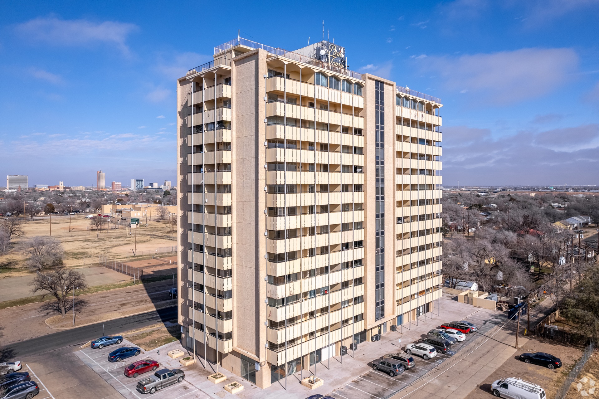 Park Tower Apartments exterior  in Lubbock Texas