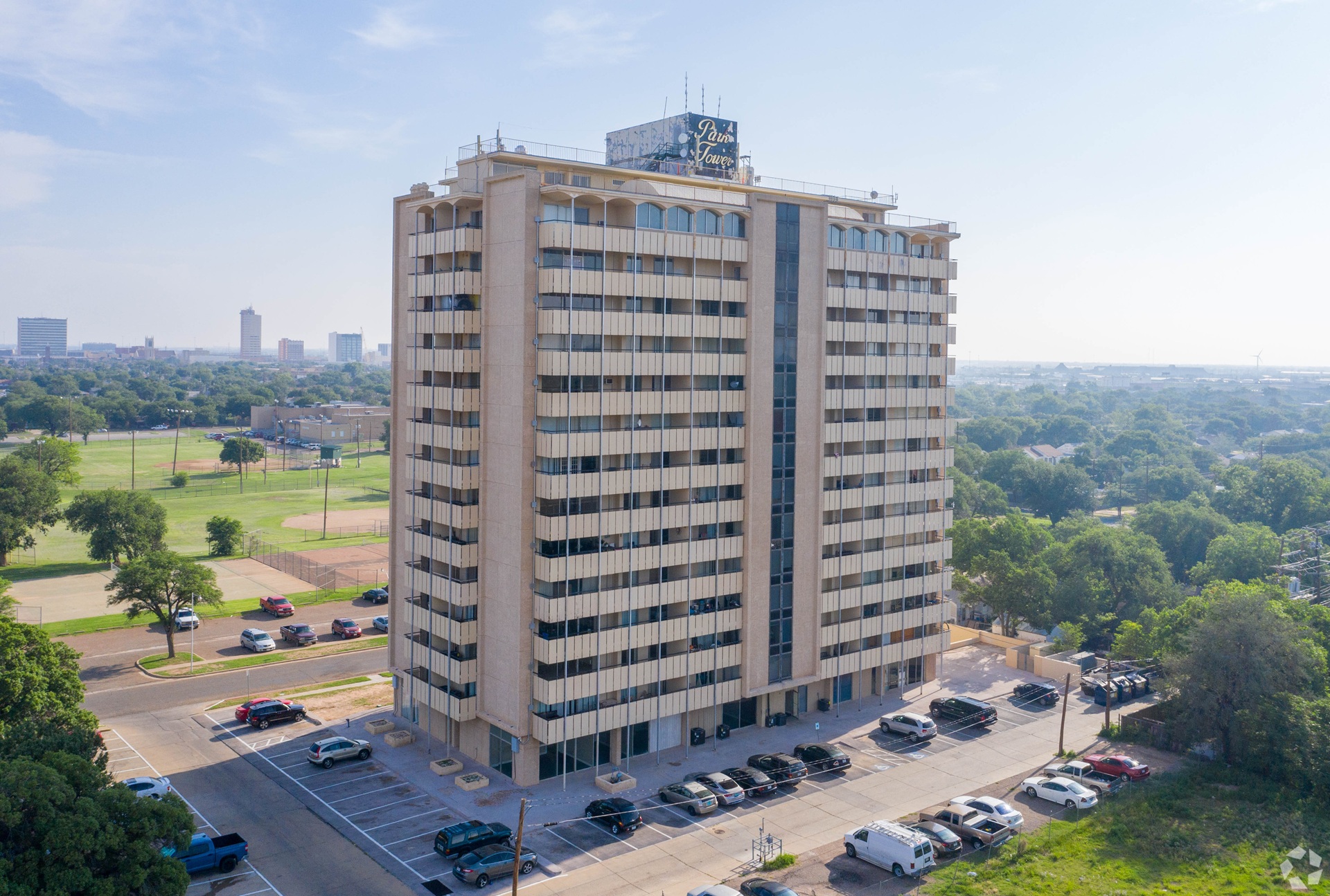 Park Tower Apartments exterior in Lubbock Texas